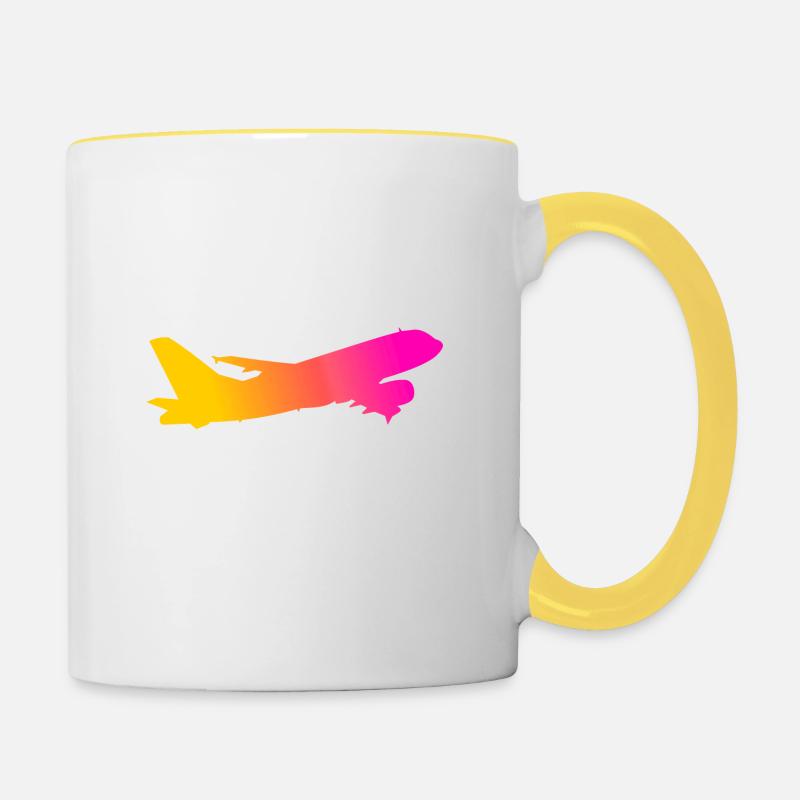 Avion - Mug contrasté - blanc/jaune