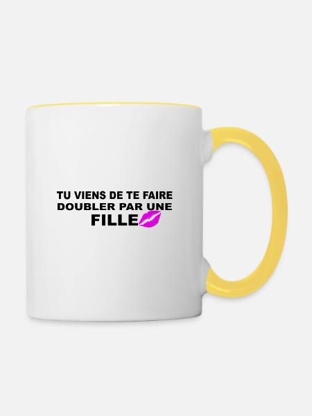 Tochter - Tasse zweifarbig - Weiß/Gelb