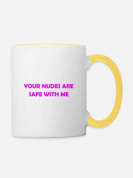 Deine Geheimnisse, mein Schweigen - Tasse zweifarbig - Weiß/Gelb