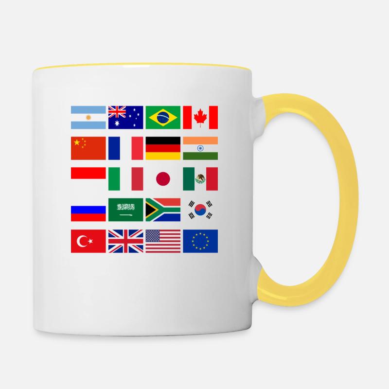 Flagge G20 - Tasse zweifarbig - Weiß/Gelb