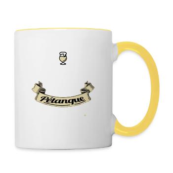 phrase culte pétanque citation apéro humour boules - Mug contrasté - blanc/jaune - Droite