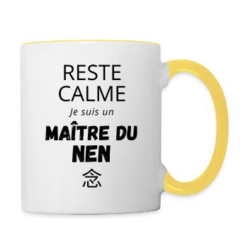 Remain Calm Master of the NEN - Anime Manga - Contrasting Mug - white/yellow - Right