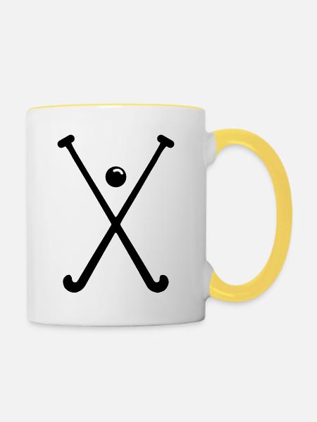 Feldhockey symbol Icon - Tasse zweifarbig - Weiß/Gelb