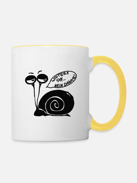 Join hasst Winter - Tasse zweifarbig - Weiß/Gelb
