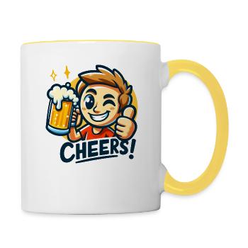 Cheers Cartoon Beer Mug Celebration - Contrasting Mug - white/yellow - Right