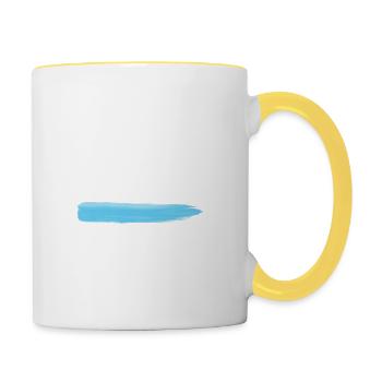 Paint stroke blue blob paint splatter painter gift - Contrasting Mug - white/yellow - Right