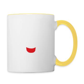 Low Battery Need Coffee Kaffee Spruch - Tasse zweifarbig - Weiß/Gelb - Rechts