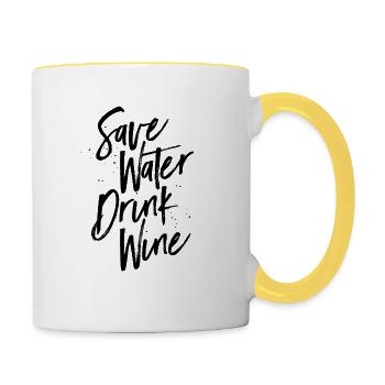 save water drink wine Statement for wine lovers - Contrasting Mug - white/yellow - Right