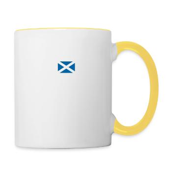 Scotland Hearbeat cadeau du jour du tartan écossais - Mug contrasté - blanc/jaune - Droite