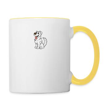 Chiens Papa Chien Papa Papa Papa Chien - Mug contrasté - blanc/jaune - Droite