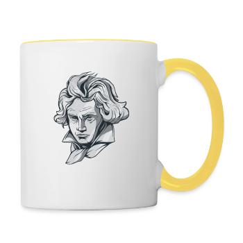 Buste de visage de Beethoven avec le compositeur de Beethoven - Mug contrasté - blanc/jaune - Droite