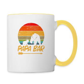 Papa Bär Vatertag Geburtstag Geschenk Geschenke - Tasse zweifarbig - Weiß/Gelb - Rechts