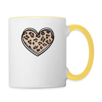 Leopard Print Valentines Coeur - Mug contrasté - blanc/jaune - Droite