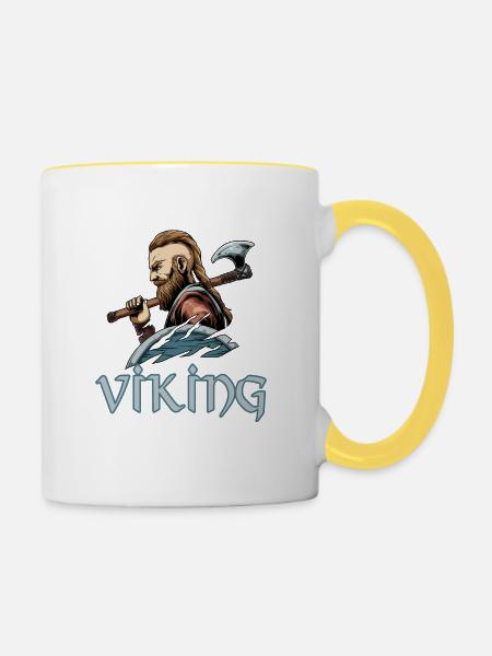 Wikinger Viking Valhalla Odin - Tasse zweifarbig - Weiß/Gelb