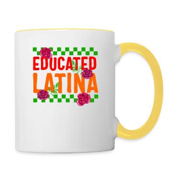 Chemise mexicaine, femme florale Latina Rose éduquée - Mug contrasté - blanc/jaune - Droite