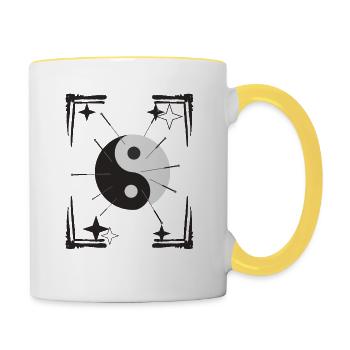 Chemise d’acupuncture Yin et Yang, thérapeute d’aiguilles - Mug contrasté - blanc/jaune - Droite