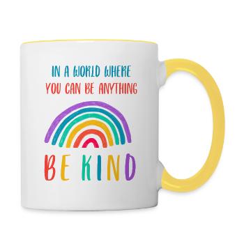 Be kind colorful - Contrasting Mug - white/yellow - Right