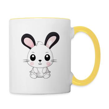 Kleiner Hase - Tasse zweifarbig - Weiß/Gelb - Rechts