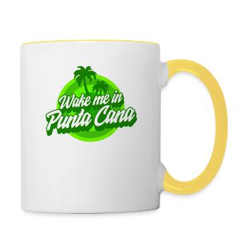 Chemise Punta Cana, réveillez-moi dans le t-shirt de plage de Punta Cana - Mug contrasté - blanc/jaune - Droite