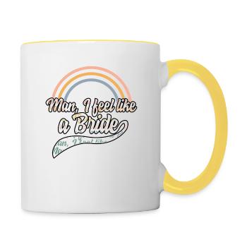 Chemise de célibataire, Homme je me sens comme une mariée 1 tee, - Mug contrasté - blanc/jaune - Droite