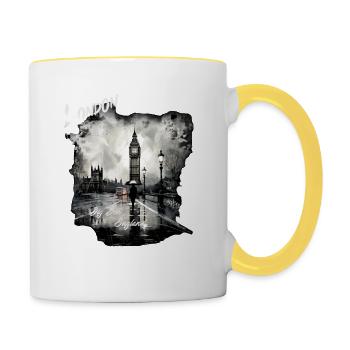 London Big Ben England city - Contrasting Mug - white/yellow - Right