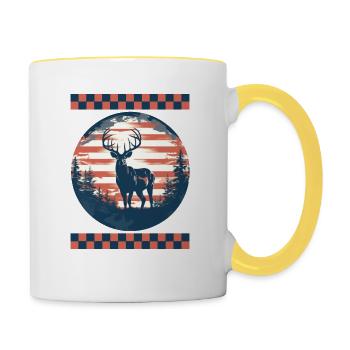 Flèches circulaires du drapeau américain pointant la forêt - Mug contrasté - blanc/jaune - Droite