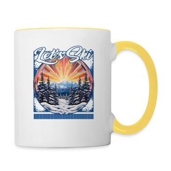 Let's Ski Kaleidoscope Symmetrische Pisten - Tasse zweifarbig - Weiß/Gelb - Rechts