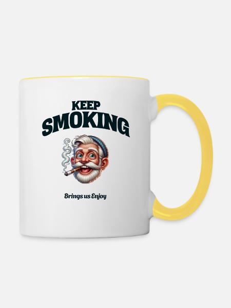 Keep Smoking - Tasse zweifarbig - Weiß/Gelb