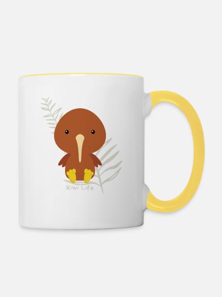 Kiwi Life - Tasse zweifarbig - Weiß/Gelb