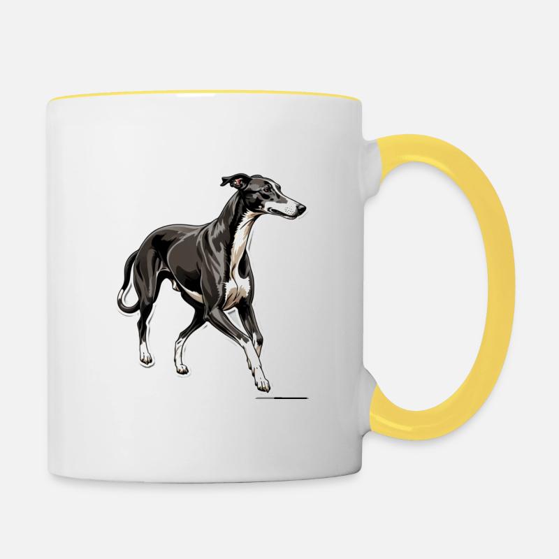 Lévrier Windhund - Mug contrasté - blanc/jaune