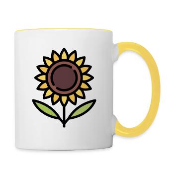 Sonnenblume Geschenk Idee - Tasse zweifarbig - Weiß/Gelb - Rechts