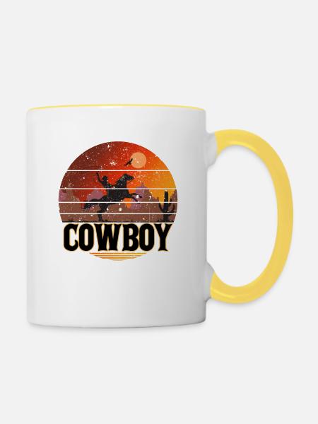 Cowboy - Tasse zweifarbig - Weiß/Gelb