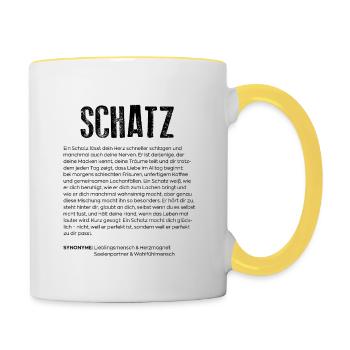 Définition du trésor - Mug contrasté - blanc/jaune - Droite