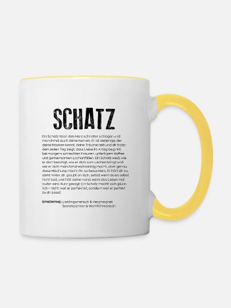 Schatz Definition - Tasse zweifarbig - Weiß/Gelb