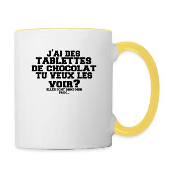tablettes de chocolat - Mug contrasté - blanc/jaune - Droite
