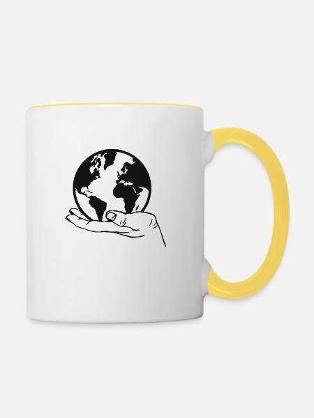 Erde - Tasse zweifarbig - Weiß/Gelb
