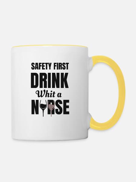 Krankenschwester Safety First - Tasse zweifarbig - Weiß/Gelb