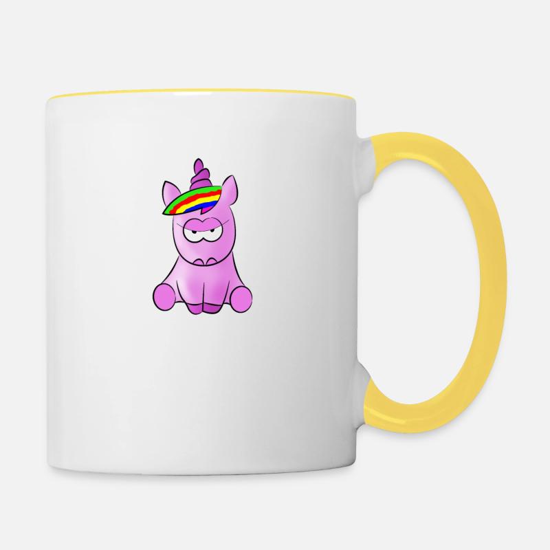Folle licorne - Mug contrasté - blanc/jaune
