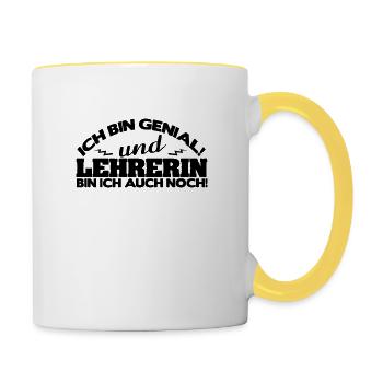 Lehrerin - Tasse zweifarbig - Weiß/Gelb - Rechts