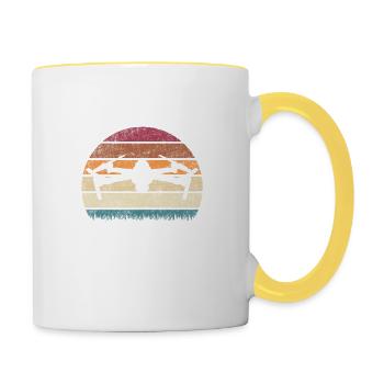 Lustiger Drohnen Spruch für Drohnenliebhaber - Tasse zweifarbig - Weiß/Gelb - Rechts