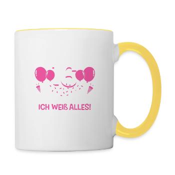 Endlich 16 Ich Kann Alles Ich Weiß Alles - Tasse zweifarbig - Weiß/Gelb - Rechts