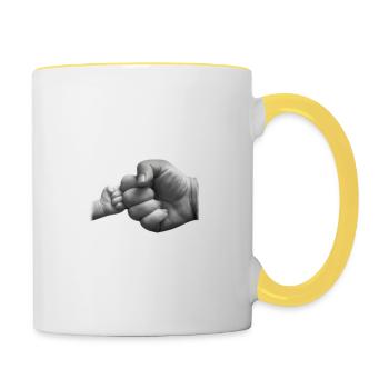 Papa & Sohn Beste Freunde Fürs Leben - Tasse zweifarbig - Weiß/Gelb - Rechts