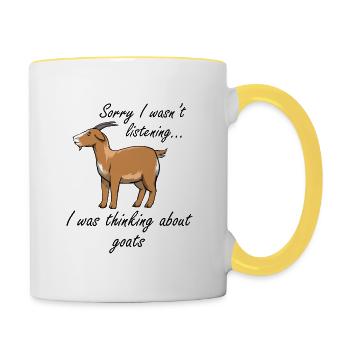 Ironische Ziegen Zitat Niedlich Bauernhof Tier - Tasse zweifarbig - Weiß/Gelb - Rechts