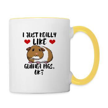 Cute Guinea Pigs Wildlife Nature Animal Quote - Contrasting Mug - white/yellow - Right