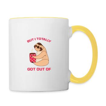Funny Sloth Not To Brag But I Got out of Bed Today - Contrasting Mug - white/yellow - Right