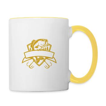Citation de pêche Filles Poisson aussi - Mug contrasté - blanc/jaune - Droite