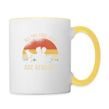 Buchlese Zitat Alle coolen Kids sind - Tasse zweifarbig - Weiß/Gelb - Rechts