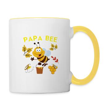 Bienen zitieren Papa Bee - Tasse zweifarbig - Weiß/Gelb - Rechts