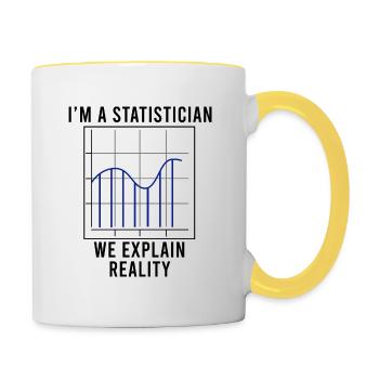 Lustiges Sprichwort Statistiker Data Science - Tasse zweifarbig - Weiß/Gelb - Rechts