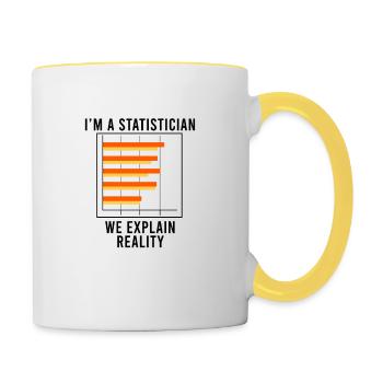 Analyste de science des données statistiques drôle - Mug contrasté - blanc/jaune - Droite